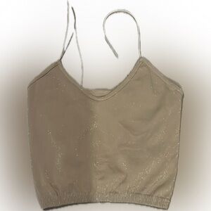 Free People Intimately Shimmer Gold Tank Thin Strap Cami XS SMALL